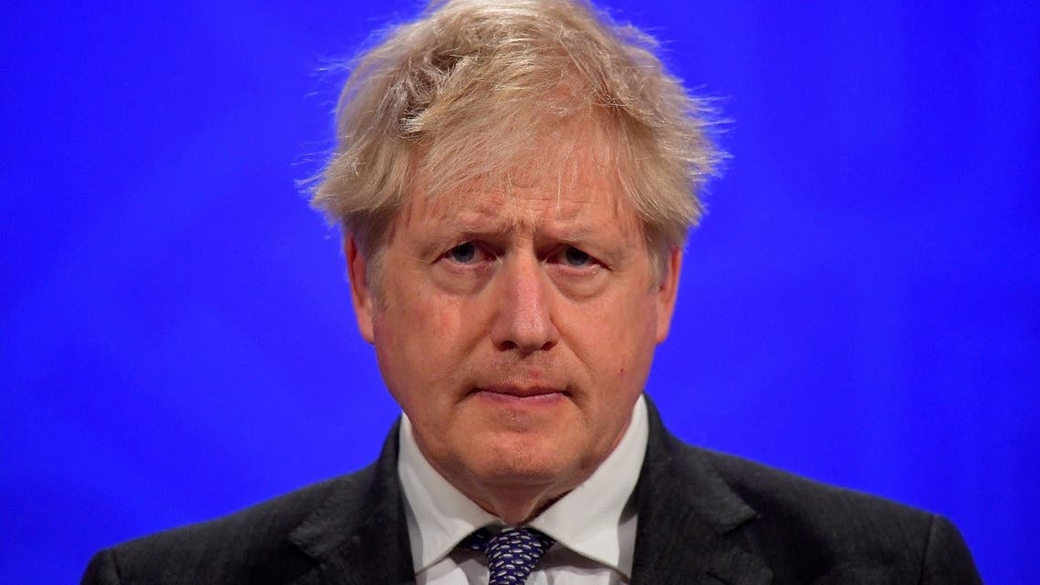 Britain’s Prime Minister Boris Johnson holds a news conference at 10 Downing Street, amid the coronavirus outbreak, in London, Britain, on April 20, 2021. (Reuters)