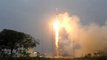 The Russian Soyuz VS01 rocket, carrying the first two satellites of Europe's Galileo navigation system, blasts off from its launchpad at the Guiana Space Center in Sinnamary, French Guiana, on October 21, 2011. (Reuters)