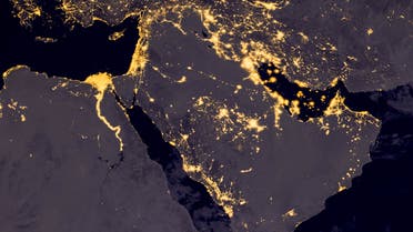 Middle east, west asia, east europe lights during night as it looks like from space. (Wael Alreweie/iStock)