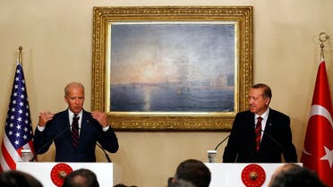 Then-VP Joe Biden (L) next to Turkey's President Tayyip Erdogan during a news conference in Istanbul, Nov. 22, 2014. (Reuters)