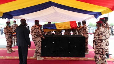 Soldiers carry the coffin of the late Chadian President Idriss Deby during the state funeral in N'Djamena, Chad April 23, 2021. (Reuters)