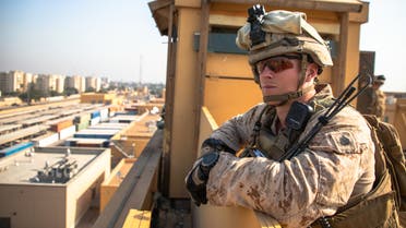 This handout image released courtesy of the US Department of Defense (DOD) shows US Marines with 2nd Battalion, 7th Marines, assigned to the Special Purpose Marine Air-Ground Task Force-Crisis Response-Central Command (SPMAGTF-CR-CC) 19.2, reinforcing the Baghdad Embassy Compound in Iraq on January 3, 2020. US personnel at the American embassy in Baghdad, which has come under attack by pro-Iran protesters, are safe and there are no plans to evacuate, the State Department said on December 31, 2019.