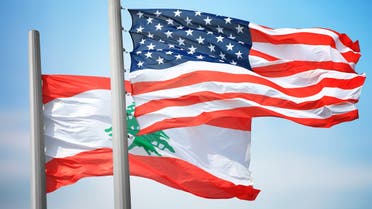 United States of America and Lebanon National Flags - 3D Illustration Stock Footage stock photo