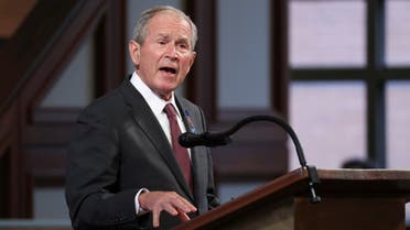 Former U.S. President George W. Bush speaks during the funeral of late U.S. Congressman John Lewis, a pioneer of the civil rights movement and long-time member of the U.S. House of Representatives who died July 17, at Ebeneezer Baptist Church in Atlanta, Georgia, U.S. July 30, 2020. Alyssa Pointer/Pool via REUTERS.