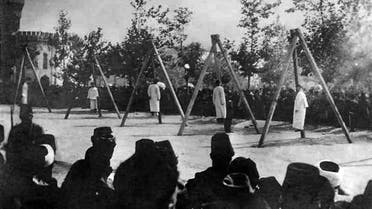 A picture released by the Armenian Genocide Museum-Institute purportedly shows Armenians hung by Ottoman forces in Constantinople in June 1915. Armenians say up to 1.5 million of their forebears were killed in a 1915-16 genocide by Turkey's former Ottoman Empire. Turkey says 500,000 died and ascribes the toll to fighting and starvation during World War I. AFP PHOTO / ARMENIAN GENOCIDE MUSEUM INSTITUTE