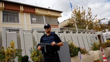 A police officer stands guard in front of the Israeli Embassy in Ankara, Turkey, September 21, 2016. (Reuters)