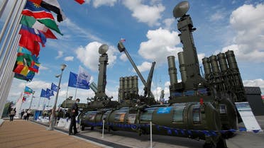 Russian Antey-4000 anti-aircraft missile systems are on display during the International military-technical forum “Army-2020” at Patriot Congress and Exhibition Centre in Moscow Region, Russia, on August 23, 2020. (Reuters)
