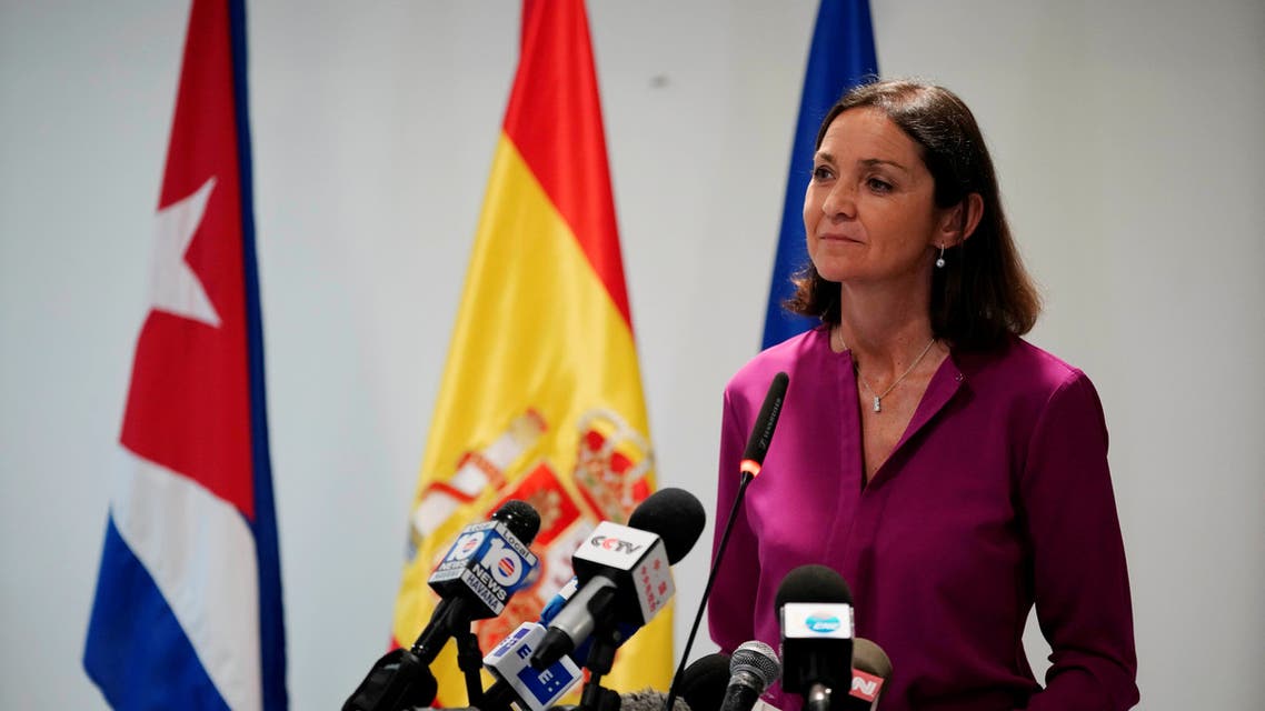 Spain's Tourism Minister Reyes Maroto speaks during a news conference in a hotel in Havana, Cuba, May 6, 2019. Picture taken May 6, 2019. (Reuters)