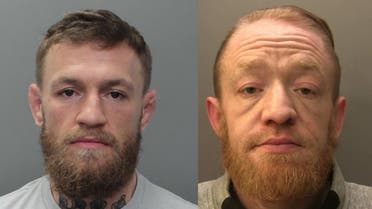 This combination image shows Conor McGregor (L) in a booking photo at Miami-Dade County Jail in Miami, Florida, US March 11, 2019 accused of smashing a fan's phone (charges that were later dropped), and Briton Mark Nye, 34, (R) a Conor McGregor impersonator who was sentenced to nine months in jail for dealing drugs. (Reuters/Surrey Police via Facebook)