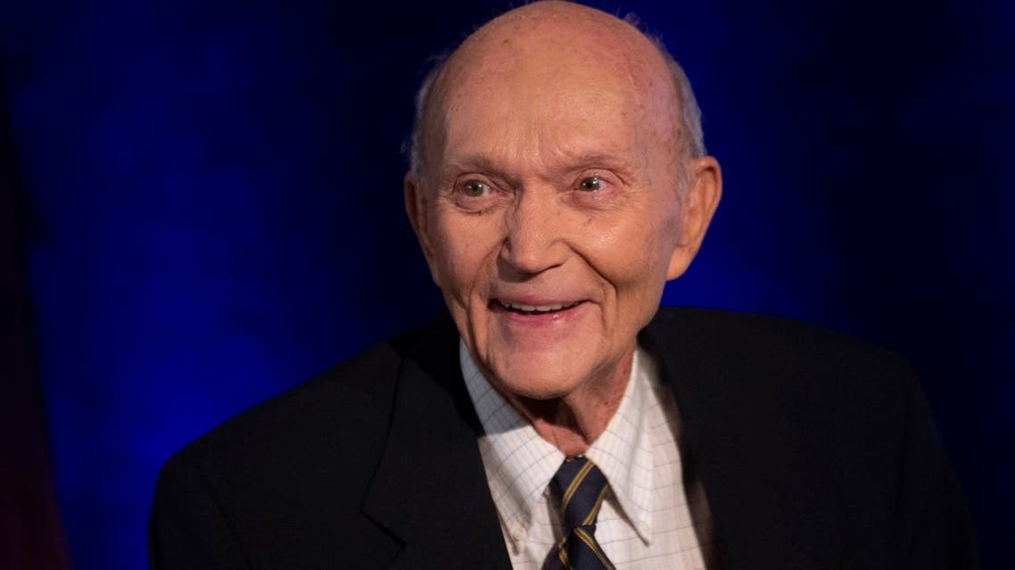 In this file photo US Apollo 11 astronaut Michael Collins is seen at the National Press Club in Washington, DC, to discuss the impact of his historic mission to the moon on April 15, 2019.