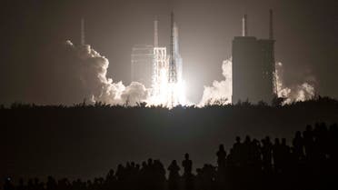 In this file photo a Long March 5B rocket carrying China's Chang'e-5 lunar probe launches from the Wenchang Space Center on China's southern Hainan Island on November 24, 2020, on a mission to bring back lunar rocks, the first attempt by any nation to retrieve samples from the moon in four decades. (File photo: AFP)