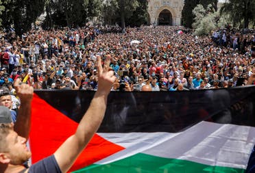 Al-Quds (Jerusalem) day, following the last Friday prayers of Ramadan, at the al-Aqsa mosque compound, on May 7, 2021. (AFP)
