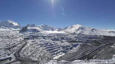 A picture taken on October 1, 2012, shows a general view of the Kumtor gold mine in the Tien Shan Mountains, 4000 meters above the sea level, some 350 km southeast of the Kyrgyzstan's capital Bishkek. (AFP/ Vyacheslav Oseledko)