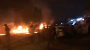 به آتش کشیدن کنسولگری ایران در کربلا توسط تظاهرکنندگان عراقی 
