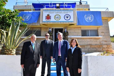 (L to R) UN Special Coordinator for Lebanon Jan Kubis, US Assistant Secretary David Schenker, US ambassador to Algeria John Desrocher, and US ambassador in Lebanon Dorothy Shea, Oct. 14, 2020. (File Photo: AFP)