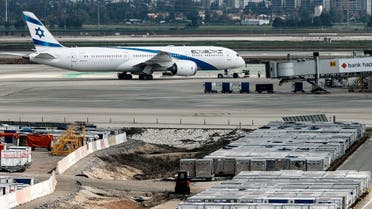 This photo taken on March 7, 2021 shows an Israeli airline El-Al plane taxying prior to taking off from Israel's Ben Gurion Airport near Tel Aviv. (AFP)