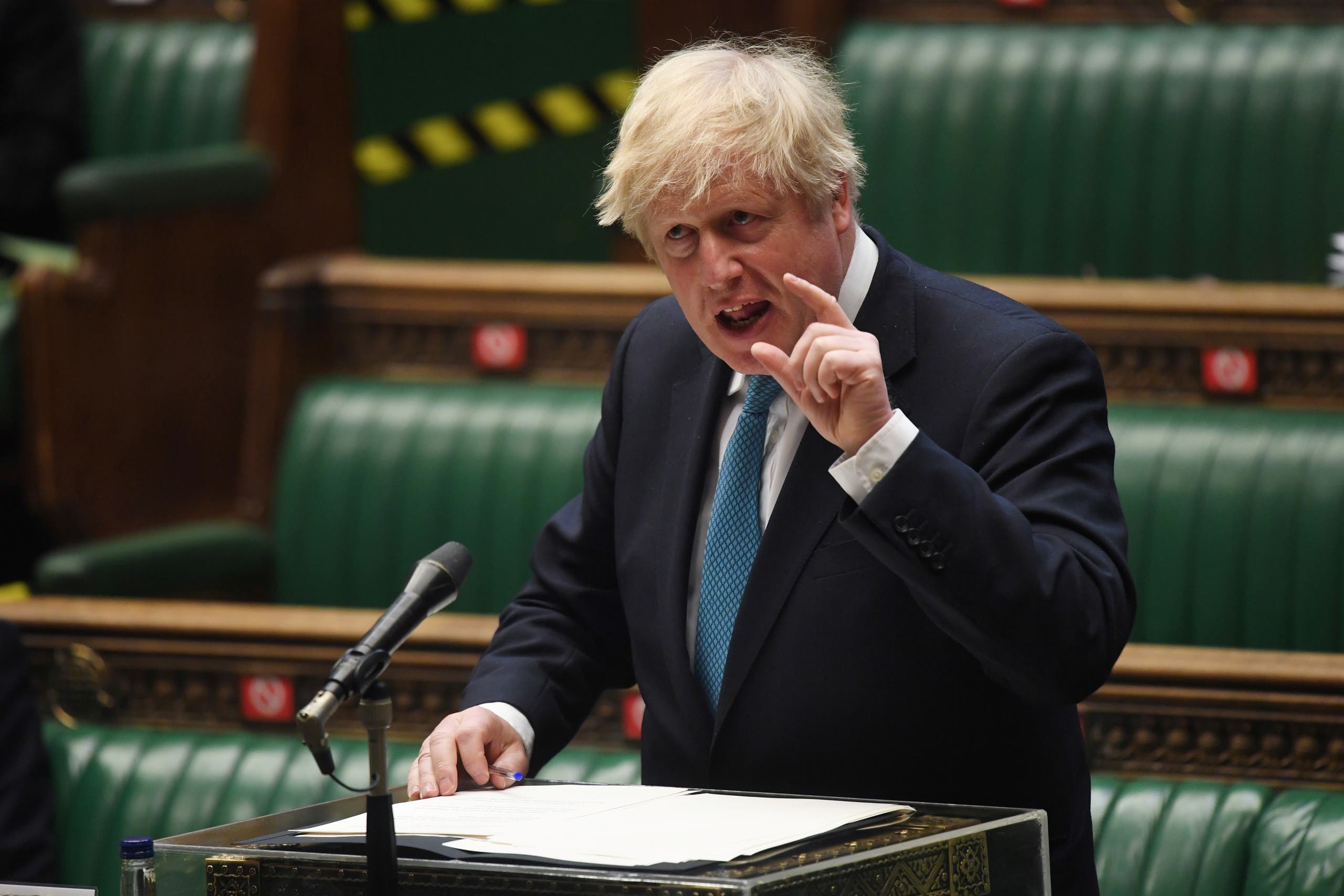 A file photo shows British PM Boris Johnson speaks during a debate in London, UK May 11, 2021. (UK Parliament/Jessica Taylor/Handout via Reuters) 