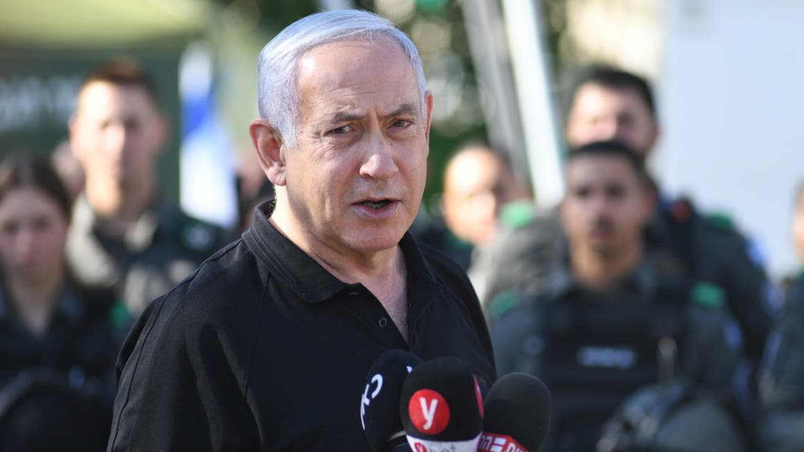 Israeli Prime Minister Benjamin Netanyahu speaks during meeting with Israeli border police following violence in the Arab-Jewish town of Lod, Israel May 13, 2021. (File photo: Reuters)