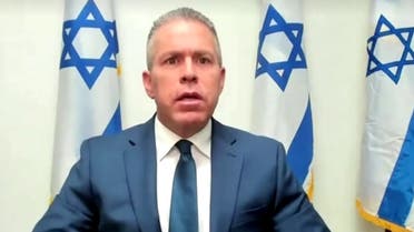 A screengrab from a video by Reuters shows Israel envoy Gilad Erdan during the UNSC virtual session on the Israeli-Palestinian conflict, May 16, 2021. (Reuters)