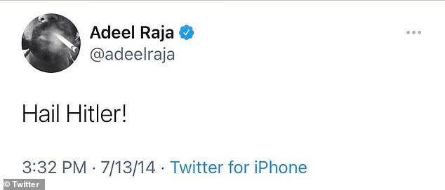 تغريدة سابقة لرجا يمجّد فيها هتلر