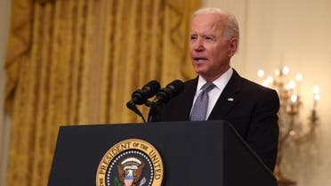 US President Joe Biden gives an update on his administration’s COVID-19 response and vaccination program in the East Room of the White House on May 17, 2021 in Washington, DC. (AFP)