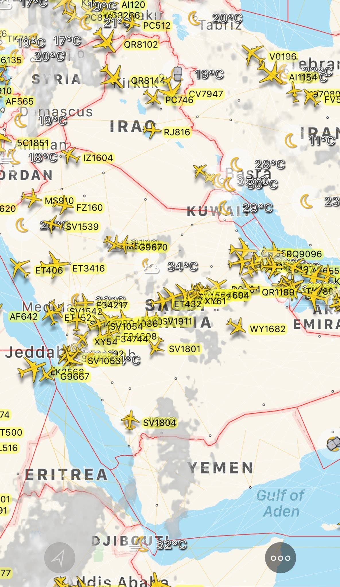 حركة طيران في أجواء السعودية