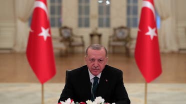 Turkish President Tayyip Erdogan attends a Climate Summit video conference at the Presidential Palace in Ankara, Turkey, April 22, 2021. (File photo: Reuters)