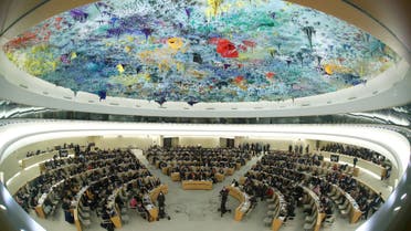 FILE PHOTO: Overview of the session of the Human Rights Council during the speech of U.N. High Commissioner for Human Rights Michelle Bachelet at the United Nations in Geneva, Switzerland, February 27, 2020. Picture taken with a fisheye lens. REUTERS/Denis Balibouse/File Photo