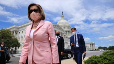 WASHINGTON, DC - MAY 12: Speaker of the House Nancy Pelosi (D-CA) arrives for a news conference on infrastructure outside the U.S. Capitol on May 12, 2021 in Washington, DC. Pelosi met with President Joe Biden and her Republican counterparts earlier in the day to discuss Biden's infrastructure plan. Chip Somodevilla/Getty Images/AFP