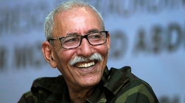 FILE PHOTO: Brahim Ghali, new secretary general of Polisario Front and president of the Sahrawi Arab Democratic Republic (SADR), reacts during an extraordinary congress at the Sahrawi refugee camp of Dakhla, southeast of the Algerian city of Tindouf, July 9, 2016. REUTERS/Ramzi Boudina/File Photo