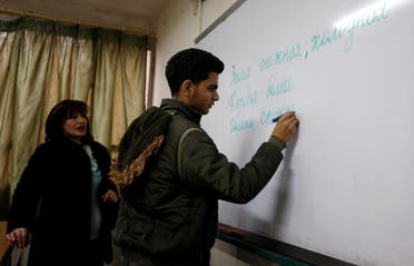 حصة لتدريس اللغة الروسية في إحدى المدارس بدمشق