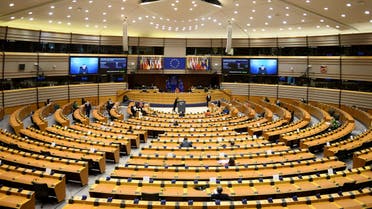 European Council President Charles Michel and European Commission President Ursula von der Leyen attend the EU Parliament plenary session in Brussels, Belgium April 26, 2021. REUTERS/Johanna Geron