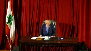 Lebanese Parliament Speaker Nabih Berri heads a parliament meeting at UNESCO Palace in Beirut, Lebanon May 21, 2021. REUTERS/Mohamed Azakir
