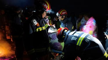 Rescue workers work at the site where extreme cold weather killed participants of an 100-km ultramarathon race in Baiyin, Gansu province, China May 22, 2021. (Reuters)