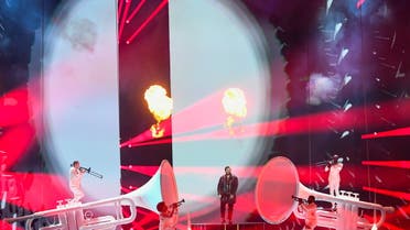 Participant James Newman of Britain performs during the final of the 2021 Eurovision Song Contest in Rotterdam, Netherlands, May 22, 2021. (Reuters)