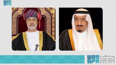 Saudi Arabia’s King Salman bin Abdulaziz and Oman’s Sultan Haitham bin Tarik. (SPA)