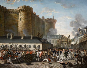 لوحة تجسد حادثة هجوم أهالي باريس على سجن الباستيل