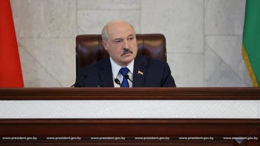 Belarusian President Alexander Lukashenko delivers a speech during a meeting with parliamentarians, members of the Constitutional Commission and representatives of public administration bodies, in Minsk, Belarus, on May 26, 2021. (Russia)