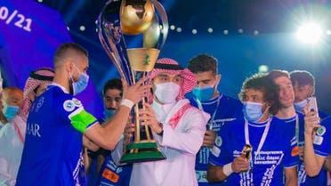 Saudi Arabia’s al-Hilal football club wins the Prince Mohammed bin Salman League cup. (Via @gsaksa Twitter)