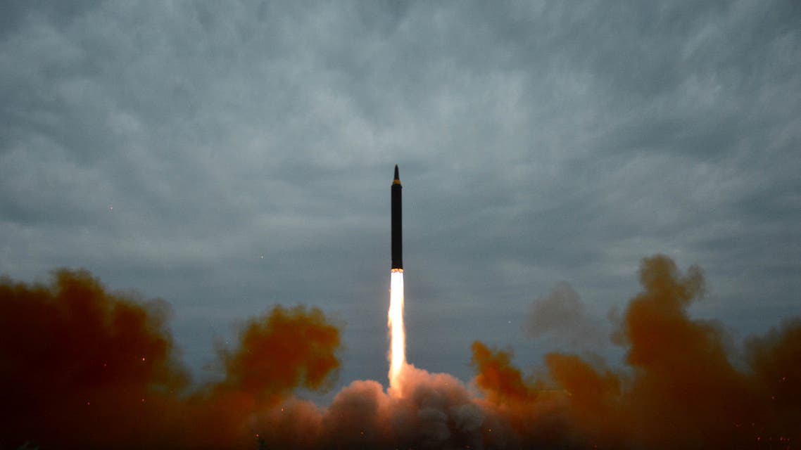 A missile is launched during a long and medium-range ballistic rocket launch drill in this undated photo released by North Korea's Korean Central News Agency (KCNA) in Pyongyang on August 30, 2017. KCNA/via REUTERS ATTENTION EDITORS - THIS IMAGE WAS PROVIDED BY A THIRD PARTY. REUTERS IS UNABLE TO INDEPENDENTLY VERIFY THIS IMAGE. SOUTH KOREA OUT. NO THIRD PARTY SALES. NOT FOR USE BY REUTERS THIRD PARTY DISTRIBUTORS.