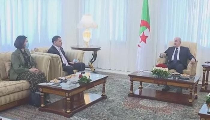 رئيس الحكومة الليبية عبد الحميد دبيبة مع رئيس الجزائر عبد المجيد تبون