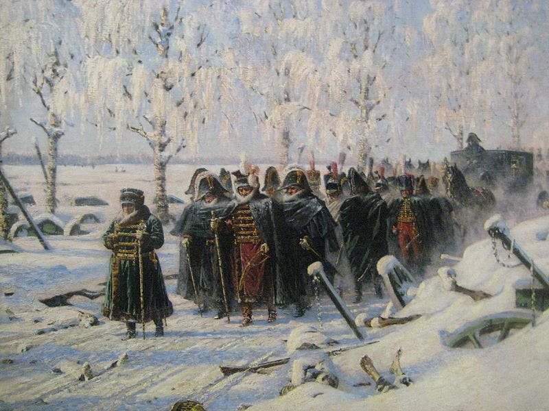 لوحة تجسد انسحاب قوات نابليون من روسيا