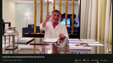 A screengrab from a video uploaded on Turkish gang leader Sedat Peker’s YouTube channel. (Reuters)