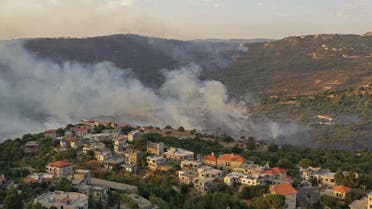 An aerial view shows smoke rising from a fire amid a heatwave in the Metn district of Mount Lebanon on October 9, 2020. (File photo: AFP)