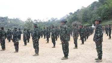 This handout photo from local media group Kantarawaddy Times taken on May 10, 2021 and released on June 4 shows military training conducted by the Karenni National Progressive Party (KNPP) ethnic rebel group in Kayah State.