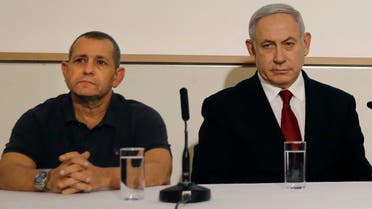Israeli PM Netanyahu and Shin Bet director Nadav Argaman (L) attend a presser at the Defense Ministry in Tel Aviv on November 12, 2019. (Gil Cohen-Magen/AFP)