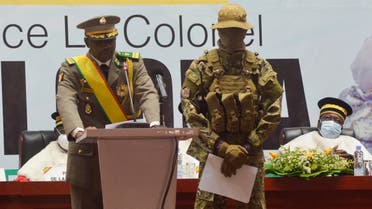 Colonel Assimi Goita, leader of two military coups and new interim president, speaks during his inauguration ceremony in Bamako, Mali June 7, 2021. (Reuters/Amadou Keita)