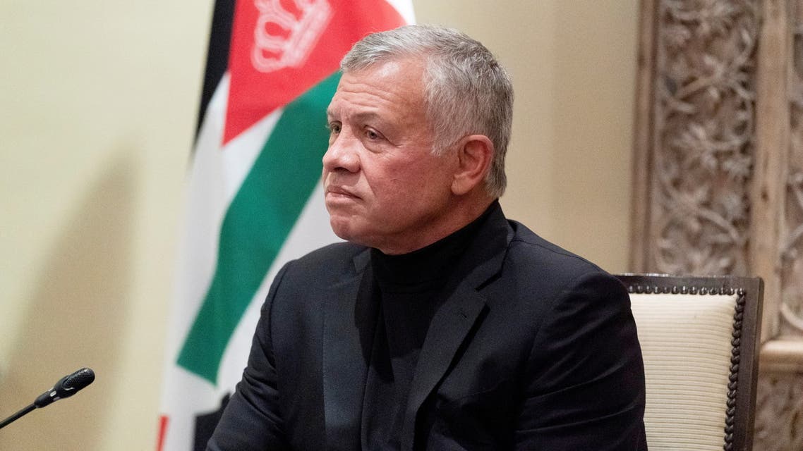 Jordan's King Abdullah II speaks during a meeting with Secretary of State Antony Blinken at Bayt Al Urdon, in Amman, Jordan May 26, 2021. Alex Brandon/Pool via REUTERS