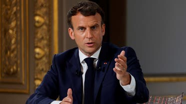 French President Emmanuel Macron gestures as he speaks during a news conference ahead of the G7 Summit, at the Elysee Palace in Paris, France,on June 10, 2021. (Reuters)