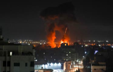 من القصف الإسرائيلي على غزة مساء الثلاثاء 15 يونيو 2021(فرانس برس)